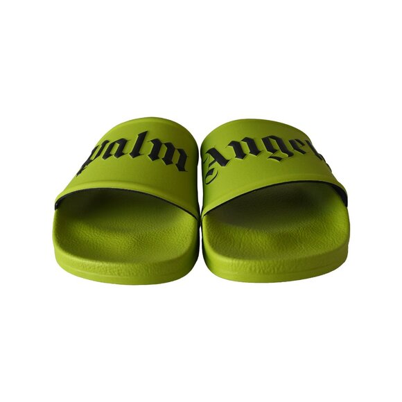 Palm Angels Logo-Print Sliders Light Green main image 4